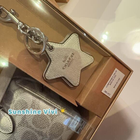 NWT Coach Boxed Mini Rowan Crossbody Bag And Mirror Bag Charm Set CX186 Silver - Picture 5 of 11